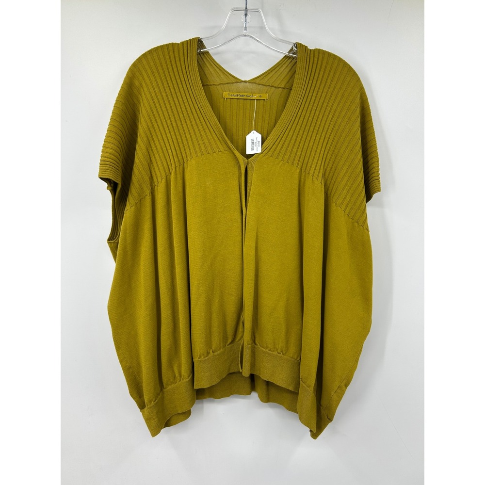 Transit Par Such Mustard Chartreuse Ribbed Knit Dolman Sweater Size 4 Large